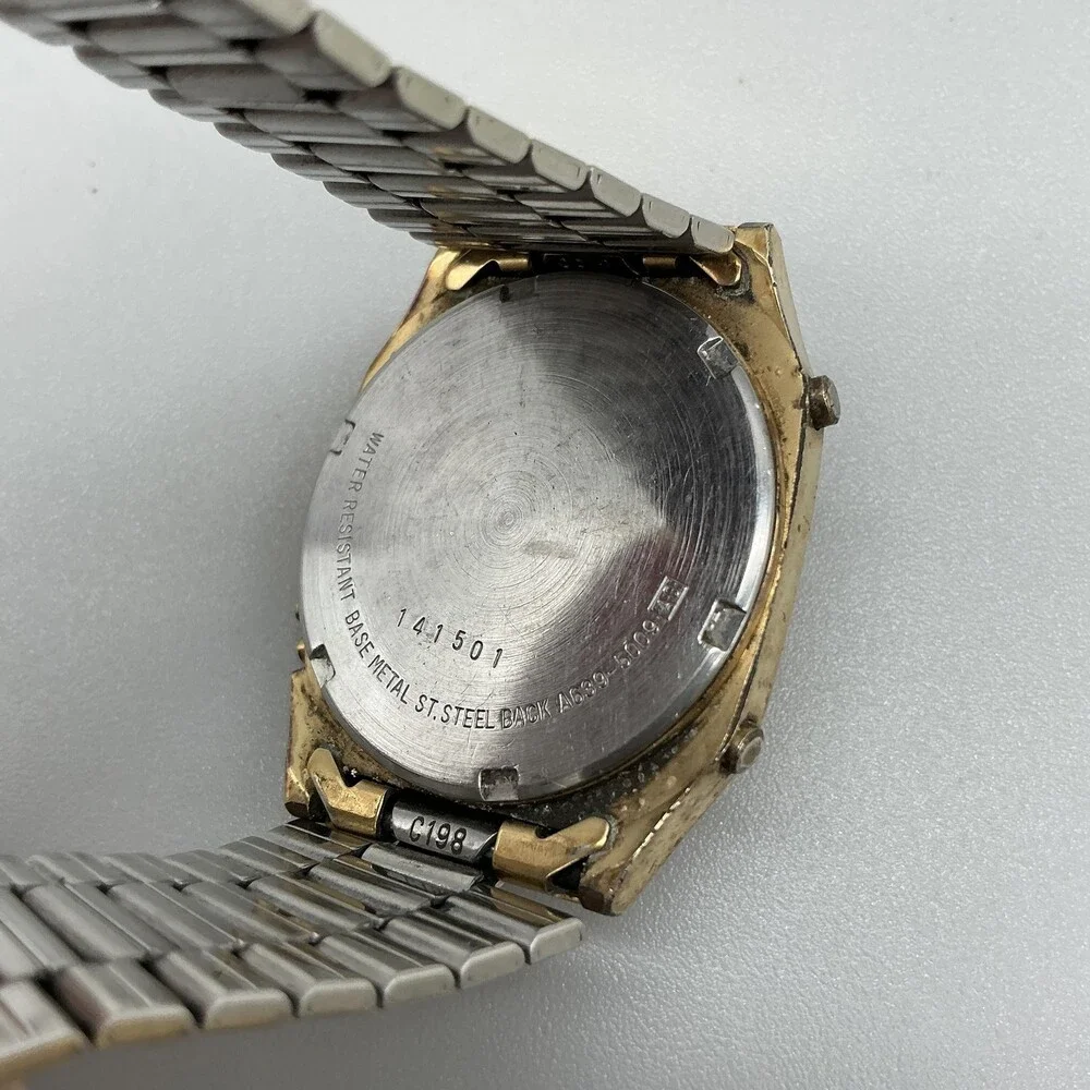 Vtg Seiko A639-5009 Chronograph Mens Watch 33mm Gold Tone For Parts Not Running